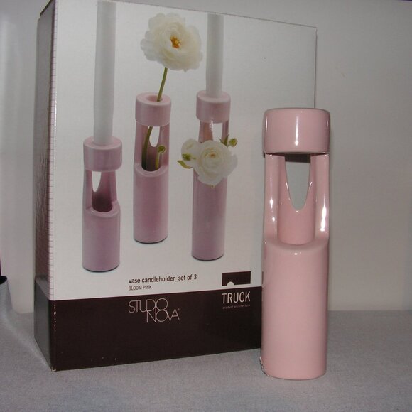 Mikasa Truck Bloom Set of 3 Vases Pink Ceramic - Picture 11 of 13